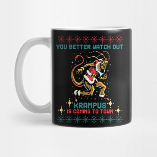 Krampus is coming to town Funny Xmas Ugly 8 bit Retro Gamer Mug